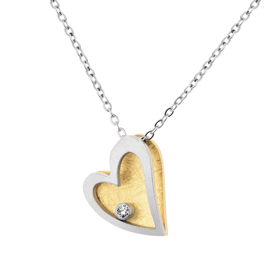 Ernstes Design Kette mit Anhänger aus Edelstahl, Brillant 0,02ct K816