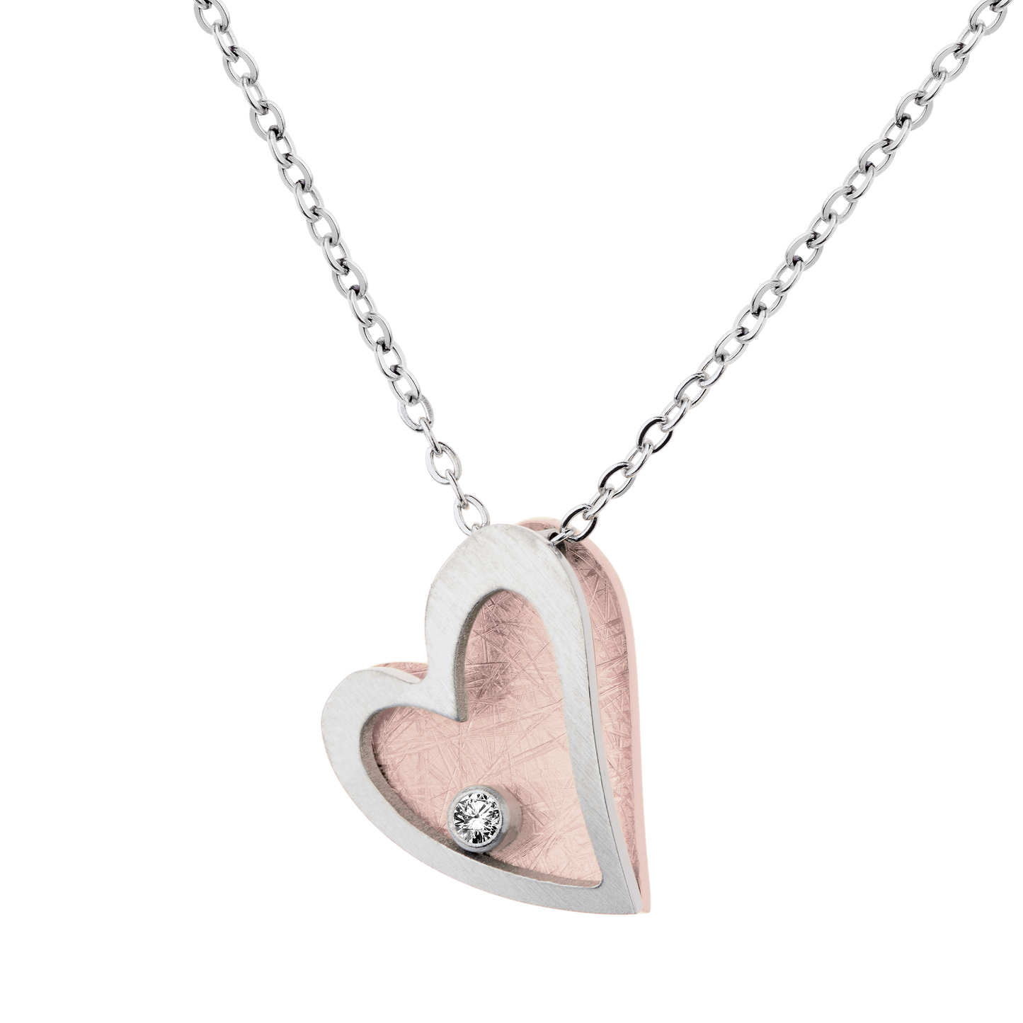 Ernstes Design Kette mit Anhänger aus Edelstahl, Brillant 0,02ct K817